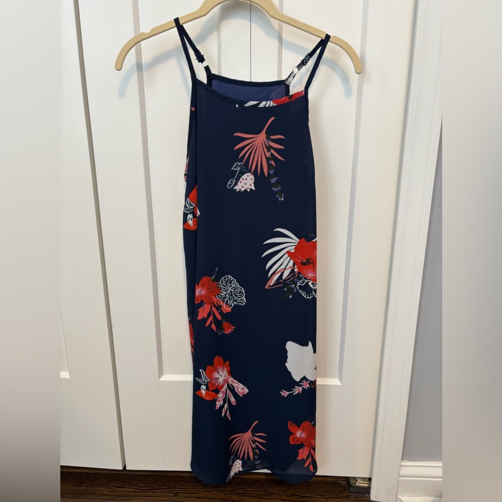 Woman’s Dark Blue Floral Print Dress, size S